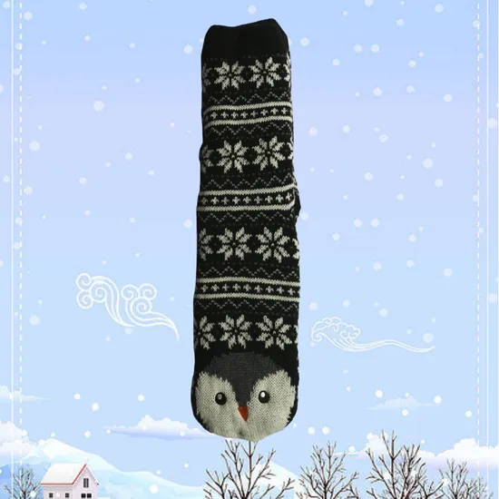 Womens Winter Thick Knit Sherpa Fleece Lined Thermal Fuzzy Slipper Socks with Grippers Christmas Socks Fluffy
